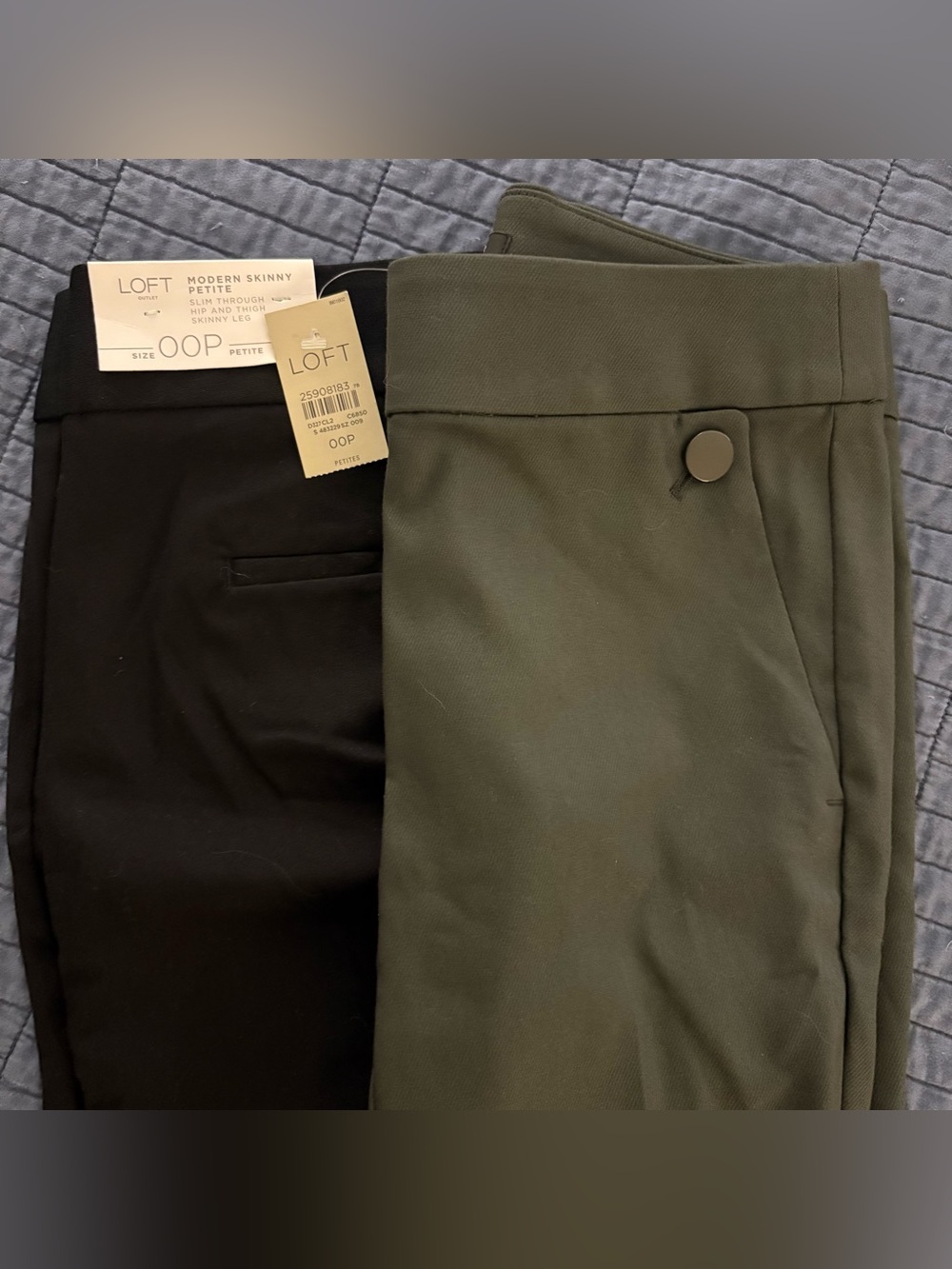 LOFT NEW 2 pack of slim stretch work office pants. One green one black size 00P